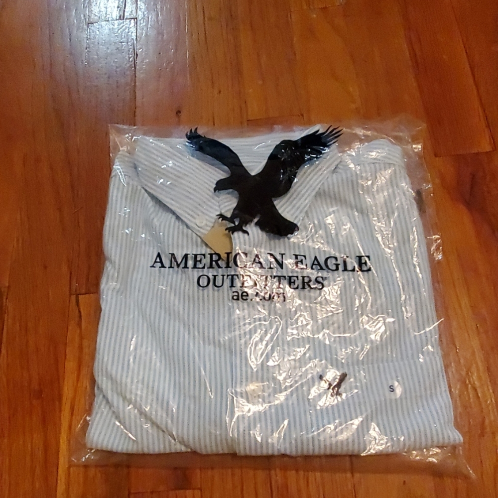 AE Stripe Blue/White Casual Button Down